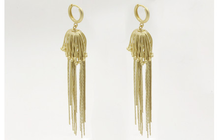 Pendientes medusa dorado mate. Largo 8cm.