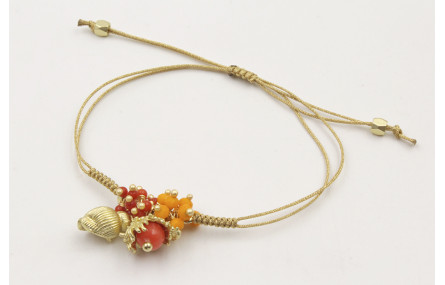 Pulsera hilo fino dorado con nudo serpiente,burruñ