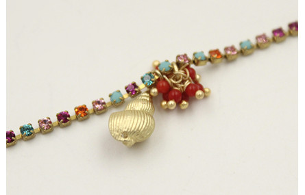 Pulsera cadena de strass de colores azul,rosa,nara