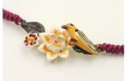 Pulsera hilo granate con nudo serpiente centro ado