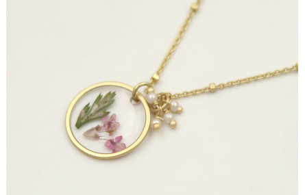 Solitario cadena microbola dorada mate con colgant