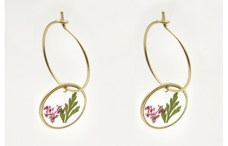 Pendientes aro pequeño con colgante disco cristal 