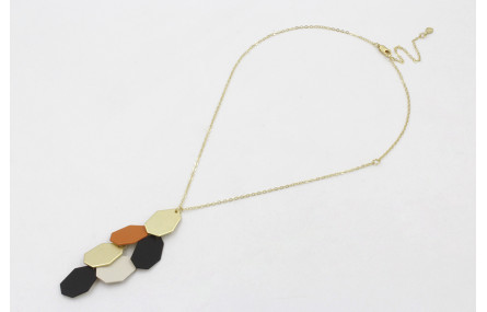 Collar cadena de eslabón doarado mate con hexágono