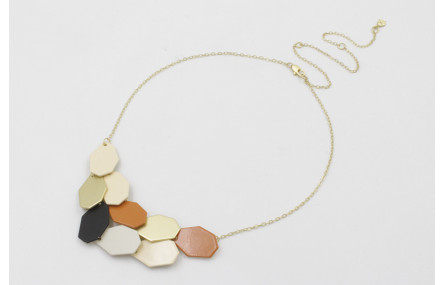 Collar babero de cadena de eslabón doarado mate co