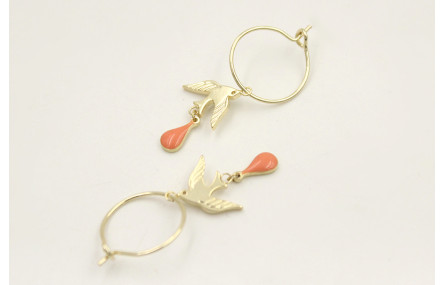 Pendientes acero inoxidable con aro pequeño con go