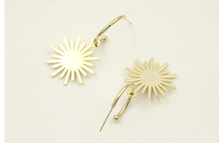 Pendientes acero inoxdable semi aro con bola y col