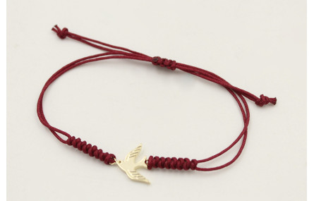 Pulsera hilo color granate con nudo serpiente y go