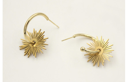 Pendinetes acero inoxidable perno semi aro con bol