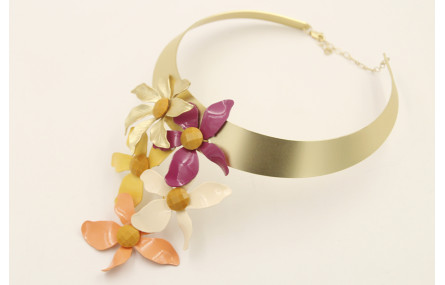 Colla lámina rigido con flores 5 pétalos esmaltada