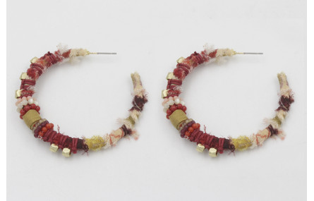 Pendientes aro plano forrado de lazo tubo kimono g