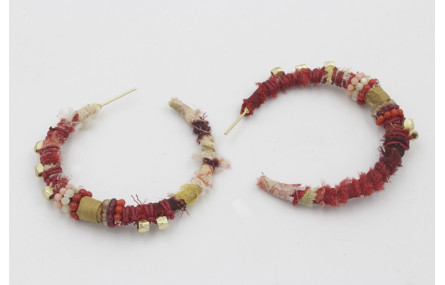 Pendientes aro plano forrado de lazo tubo kimono g