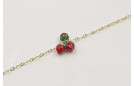 Pulsera con cadena alargada eslabón oro mate con f