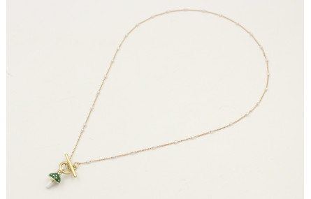 Colgante de cadena de eslabón plana oro mate y mic