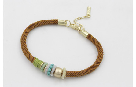 Pulsera de cordón trenzado retorcido color marrón 