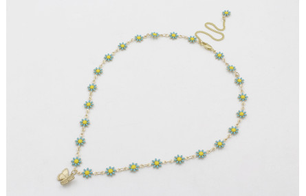Colgante de cadena de margaritas esmaltadasturques