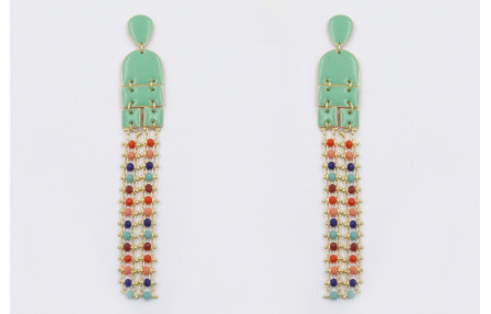 Pendientes perno gota, colgantes semi ovalo, cuadr