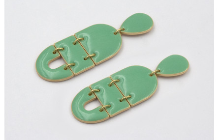 Pendientes perno gota, colgantes semi ovalo, cuadr