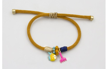 Pulsera cordón retorcido mostaza forrada con hilo 