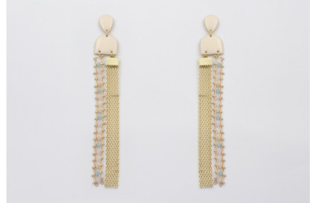 Pendientes perno gota, colgantes semi ovalo esmalt