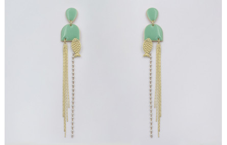 Pendientes perno gota, colgantes semi ovalo esmalt