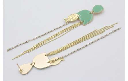 Pendientes perno gota, colgantes semi ovalo esmalt