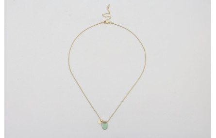 Collar cadena cordón dorada mate con daga turquesa