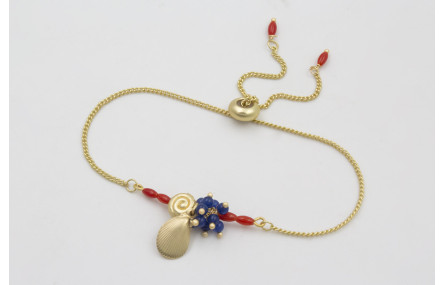 Pulsera regulable cadena eslabón plano dorado mate