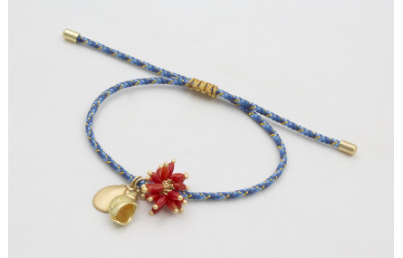 Pulsera de driza azul y dorado con nudo macramé do
