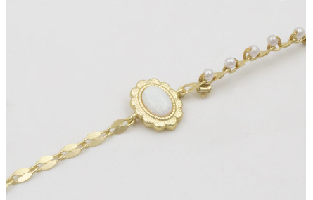 Pulsera cadena eslabón ovalado aplastado con entre