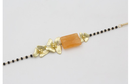 Pulsera cadena miyuki negro con eslabón alargado c