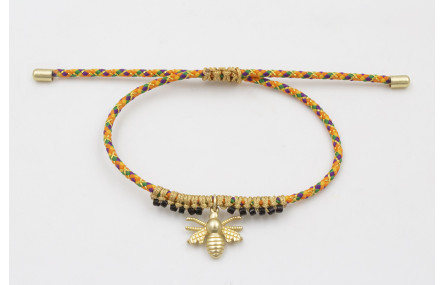 Pulsera de driza naranja y verde con nudo macramé 