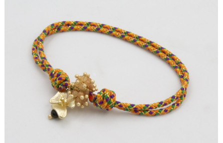 Pulsera nudo corredizo de driza naranja y verde co