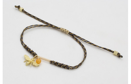 Pulsera nudo serpiente hilo micro driza negro, dor