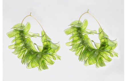 Pendientes aro grande dorado mate con lentejuelas 