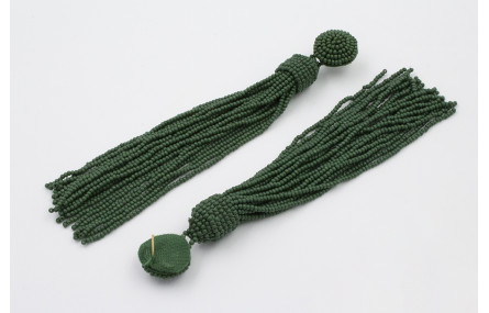 Pendientes perno media bola y fleco abalorio color