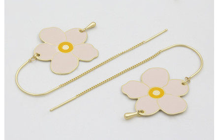 Pendientes curva con cordón dorado mate con colgan