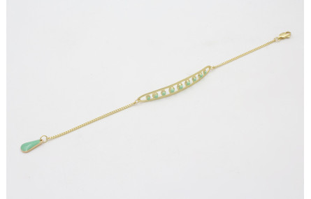 Pulsera cadena eslabón plano dorado mate con vaina