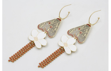 Pendientes aro con bolita dorado mate colgante pol