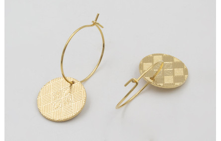 Pendientes ORO 18K-3 micras aro con chapas estriad