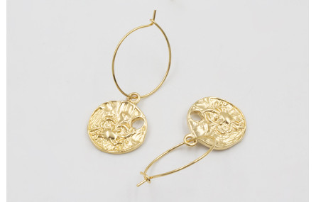 Pendientes ORO 18K-3 micras aro con medalla cangre