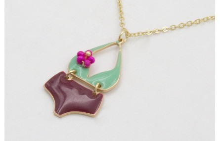 Collar cadena eslabón pequeño dorado mate con biki