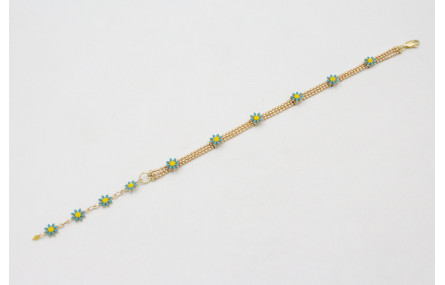 Pulsera cadena facetadas triple dorado mate con ma