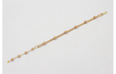 Pulsera cadena facetadas triple dorado mate con ma