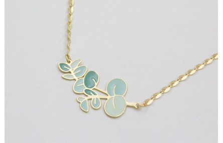 Collar cadena eslavón ovalado dorado mate con colg