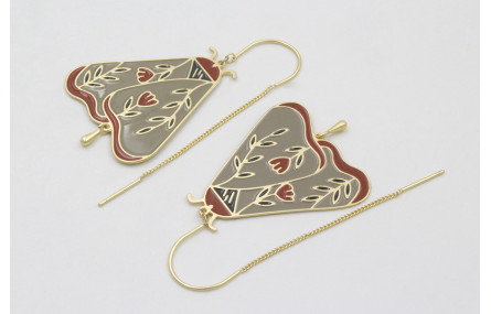 PENDIENTES CURVA CON CORDÓN DORADO MATE CON COLGAN