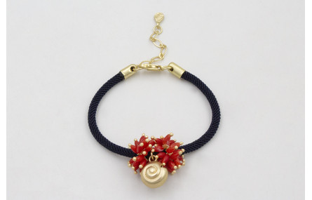 Pulsera de cordón trenzado azul marino con burruño