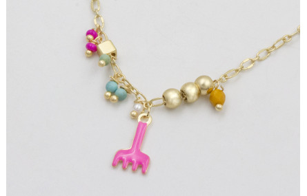 Collar cadena eslabón ovalado dorado mate con colg