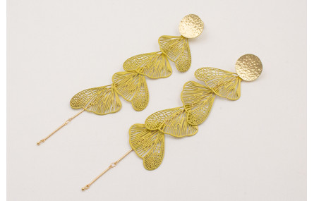 Pendientes perno disco dorado mate con cadena list