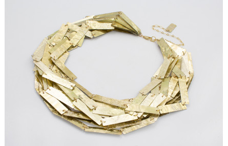 Collar listón de lentejuela plata y oro 12 vueltas