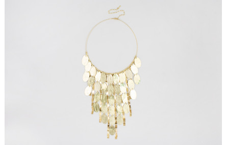 Collar rigido con lentejuelas ovaladas plata y oro